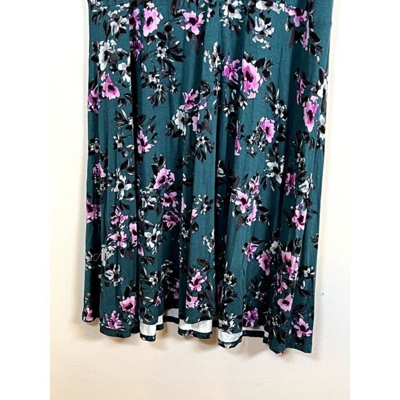 Torrid Dress 22 Green Midi Floral Cold Shoulder Feminine Tropical Retro Boho 80s - Picture 5 of 15